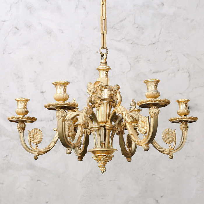 法国路易十六新古典风格铜制鎏金烛台吊灯